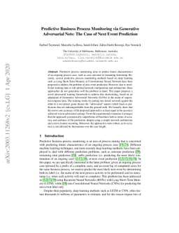 Predictive Business Process Monitoring via Generative Adversarial Nets:
  The Case of Next Event Prediction