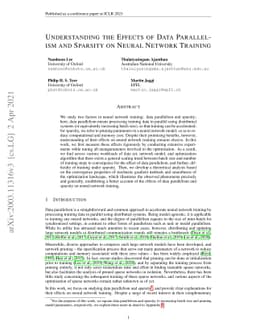 Understanding the Effects of Data Parallelism and Sparsity on Neural
  Network Training