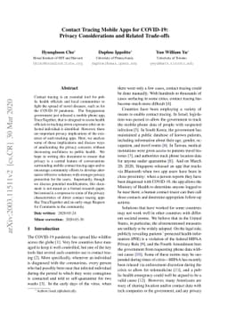 Contact Tracing Mobile Apps for COVID-19: Privacy Considerations and
  Related Trade-offs