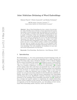 Joint Multiclass Debiasing of Word Embeddings