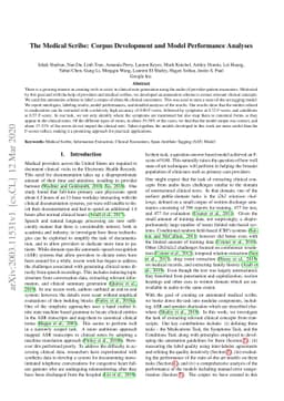 The Medical Scribe: Corpus Development and Model Performance Analyses