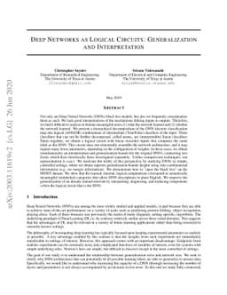 Deep Networks as Logical Circuits: Generalization and Interpretation