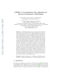 COEBA: A Coevolutionary Bat Algorithm for Discrete Evolutionary
  Multitasking