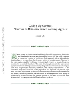 Giving Up Control: Neurons as Reinforcement Learning Agents