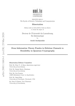 From Information Theory Puzzles in Deletion Channels to Deniability in
  Quantum Cryptography