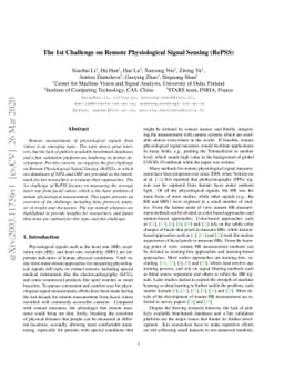 The 1st Challenge on Remote Physiological Signal Sensing (RePSS)