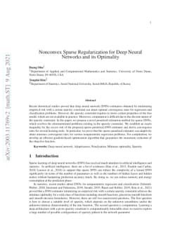 Nonconvex sparse regularization for deep neural networks and its
  optimality