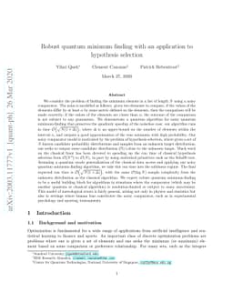 Robust quantum minimum finding with an application to hypothesis
  selection
