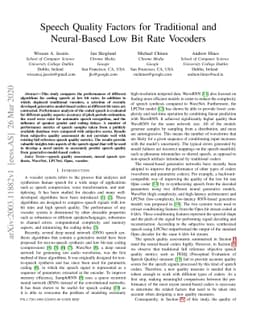 Speech Quality Factors for Traditional and Neural-Based Low Bit Rate
  Vocoders