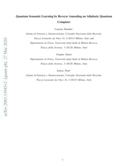 Quantum Semantic Learning by Reverse Annealing an Adiabatic Quantum
  Computer