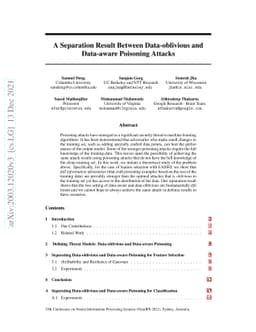 A Separation Result Between Data-oblivious and Data-aware Poisoning
  Attacks