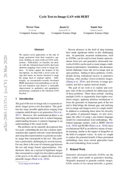 Cycle Text-To-Image GAN with BERT