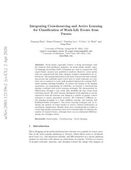 Integrating Crowdsourcing and Active Learning for Classification of
  Work-Life Events from Tweets