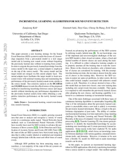 Incremental Learning Algorithm for Sound Event Detection