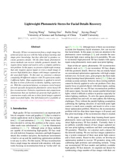 Lightweight Photometric Stereo for Facial Details Recovery