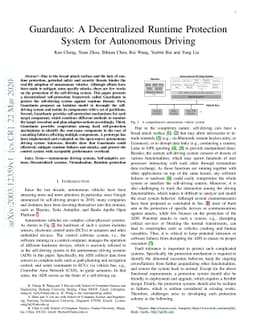 Guardauto: A Decentralized Runtime Protection System for Autonomous
  Driving