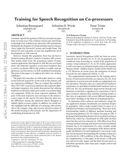 Training for Speech Recognition on Coprocessors
