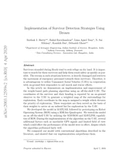 Implementation of Survivor Detection Strategies Using Drones
