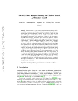 DA-NAS: Data Adapted Pruning for Efficient Neural Architecture Search