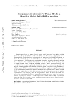 Semiparametric Inference For Causal Effects In Graphical Models With
  Hidden Variables