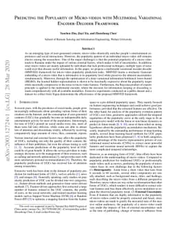 Predicting the Popularity of Micro-videos with Multimodal Variational
  Encoder-Decoder Framework