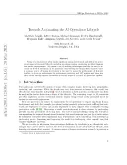 Towards Automating the AI Operations Lifecycle