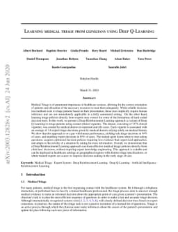 Learning medical triage from clinicians using Deep Q-Learning