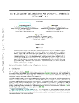 IoT Blockchain Solution for Air Quality Monitoring in SmartCities
