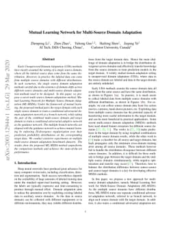 Mutual Learning Network for Multi-Source Domain Adaptation
