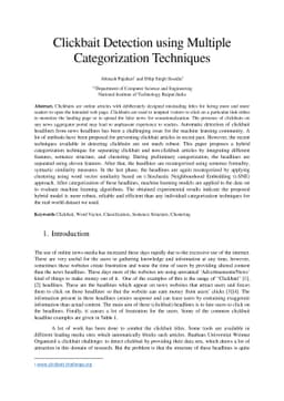 Clickbait Detection using Multiple Categorization Techniques