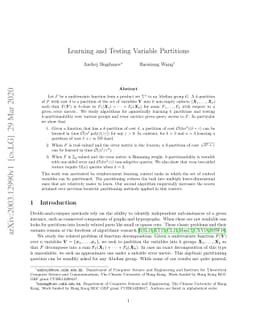 Learning and Testing Variable Partitions