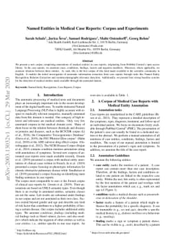 Named Entities in Medical Case Reports: Corpus and Experiments