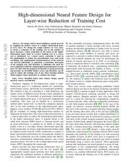High-dimensional Neural Feature Design for Layer-wise Reduction of
  Training Cost