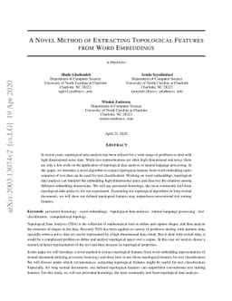 A Novel Method of Extracting Topological Features from Word Embeddings