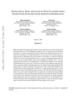 Topological Data Analysis in Text Classification: Extracting Features
  with Additive Information