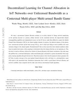 Decentralized Learning for Channel Allocation in IoT Networks over
  Unlicensed Bandwidth as a Contextual Multi-player Multi-armed Bandit Game