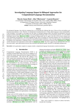 Investigating Language Impact in Bilingual Approaches for Computational
  Language Documentation