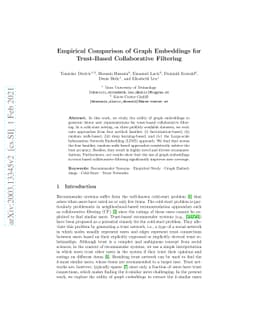 Empirical Comparison of Graph Embeddings for Trust-Based Collaborative
  Filtering