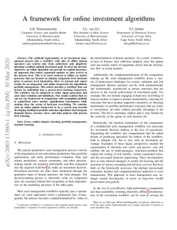 A Framework for Online Investment Algorithms