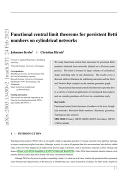 Functional central limit theorems for persistent Betti numbers on
  cylindrical networks