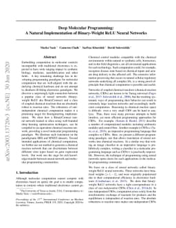 Deep Molecular Programming: A Natural Implementation of Binary-Weight
  ReLU Neural Networks