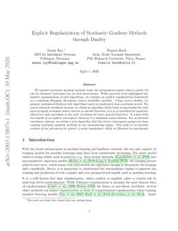 Explicit Regularization of Stochastic Gradient Methods through Duality