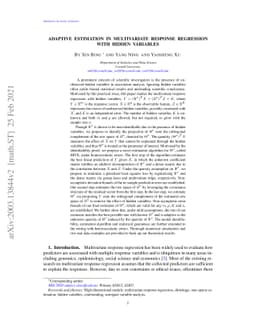 Adaptive Estimation in Multivariate Response Regression with Hidden
  Variables