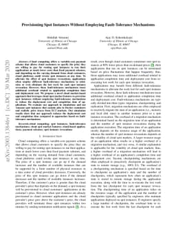 Provisioning Spot Instances Without Employing Fault-Tolerance Mechanisms