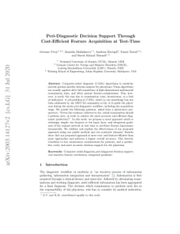 Peri-Diagnostic Decision Support Through Cost-Efficient Feature
  Acquisition at Test-Time