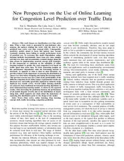 New Perspectives on the Use of Online Learning for Congestion Level
  Prediction over Traffic Data