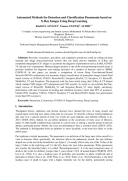 Automated Methods for Detection and Classification Pneumonia based on
  X-Ray Images Using Deep Learning