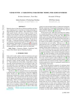 VaPar Synth -- A Variational Parametric Model for Audio Synthesis