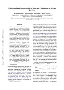 Unification-based Reconstruction of Multi-hop Explanations for Science
  Questions