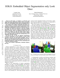 EOLO: Embedded Object Segmentation only Look Once